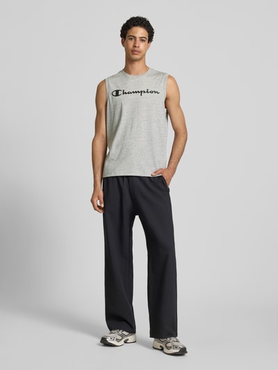 Champion Top mit Logo und Rundhalsausschnitt Hellgrau Melange 1