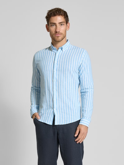 Lindbergh Slim fit vrijetijdsoverhemd met button-downkraag Lichtblauw - 4