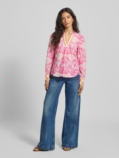 Emily Van den Bergh Regular Fit Bluse mit Tunikakragen Pink 1