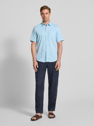 Lerros Koszula casualowa o kroju regular fit z kieszenią na piersi Turkusowy 1