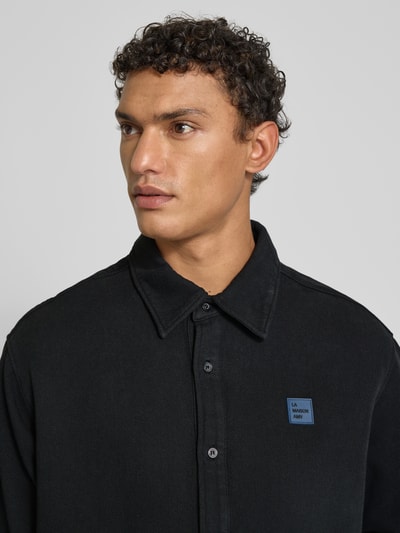 American Vintage Regular fit vrijetijdsoverhemd met labelpatch, model 'AFAZ' Donkerblauw - 3