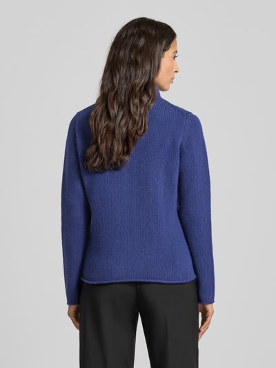 Fynch-Hatton Gebreide pullover van lanawol met opstaande kraag Marineblauw - 5