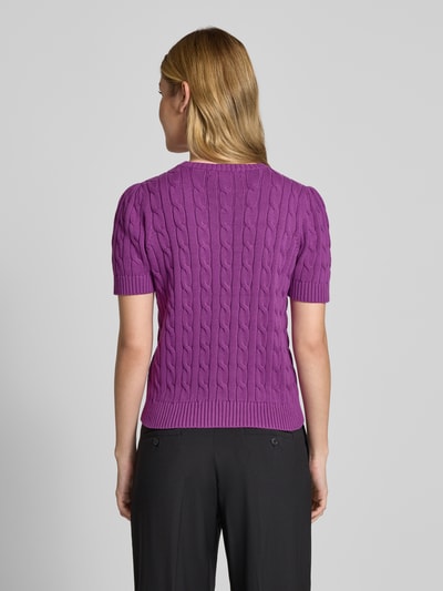 Lauren Ralph Lauren Gebreide pullover met labelstitching, model 'TARJYLL' Paars - 5
