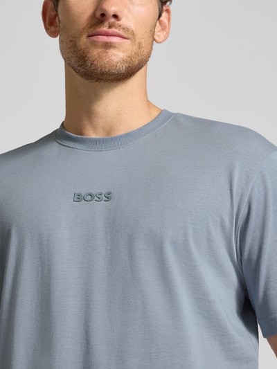 BOSS Green Regular fit T-shirt van puur katoen Rookblauw - 3