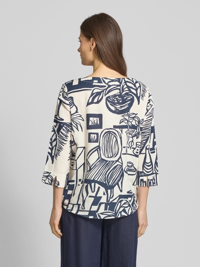 Christian Berg Woman Regular Fit Leinenbluse mit Knotendetail Dunkelblau 5