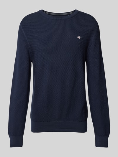 Gant Gebreide pullover met structuurmotief en ronde hals Marineblauw - 2