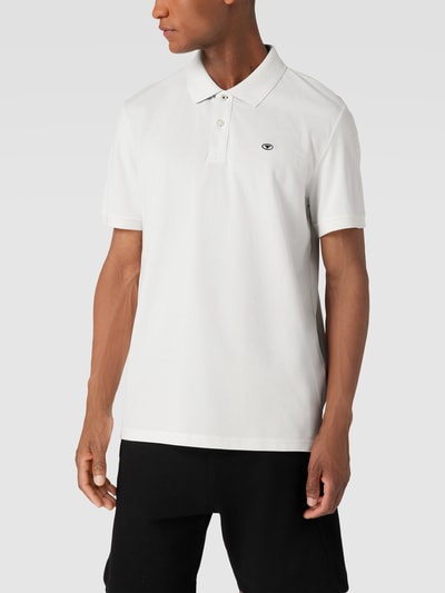 Tom Tailor Poloshirt met labelstitching, model 'PK Basic Zusatz' Offwhite - 4