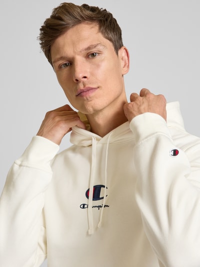 CHAMPION Bluza z kapturem z wyhaftowanym logo Złamany biały 3