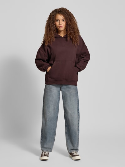 OH APRIL Hoodie met print aan de achterkant, model 'Good Karma Wave' Donkerbruin - 1