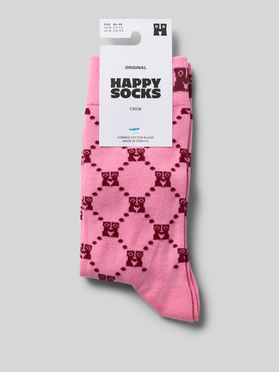 Happy Socks Socken mit Label-Print Modell 'Monogram' Pink 3