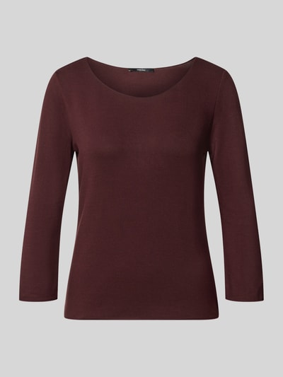 Produktfoto, Regular Fit T-Shirt aus Viskose-Mix Modell 'Kirosa' von someday in dunkelrot, glatte Oberfläche, 3/4-Arm, körpernah, schlichte Form.