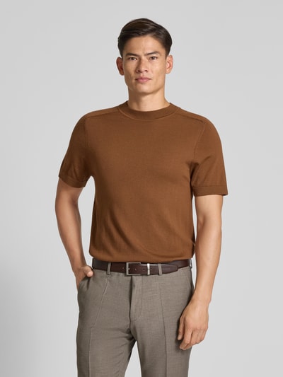 SELECTED HOMME Regular Fit T-Shirt aus reiner Wolle Dunkelbraun 4