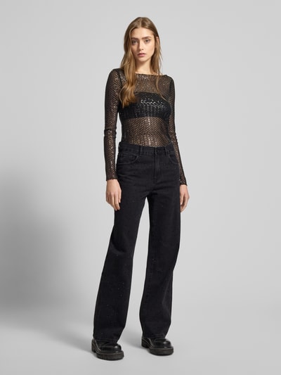 Gina Tricot Straight leg jeans met strass-steentjes Zwart - 1