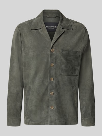 Marc O'Polo Regular Fit Ziegenlederjacke mit Brusttasche Oliv 2