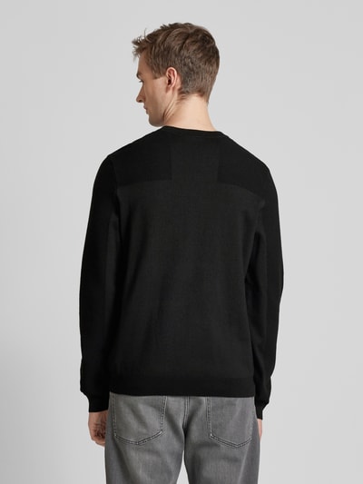 BOSS Green Gebreide pullover met labelprint, model 'Momentum' Zwart - 5