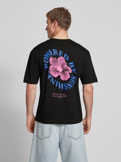 Hugo Blue T-Shirt mit Label-Print Modell 'Napoka' Black 5