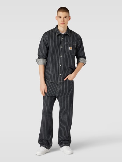 Carhartt Work In Progress Regular Fit Freizeithemd mit Streifenmuster Modell 'ORLEAN' Black 1