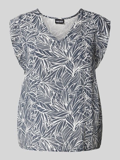 Pieces Top bluzkowy o kroju regular fit z dekoltem w serek model ‘NYA’ Niebieski 2