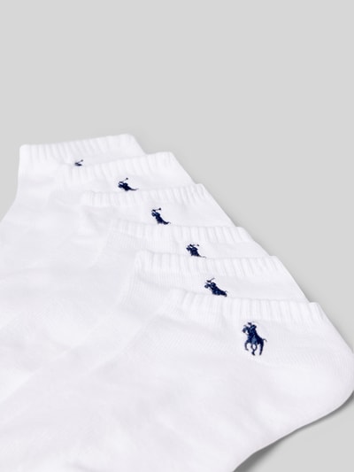 Produktfoto, weiße Füsslinge aus Baumwoll-Mix im 6er-Pack von Polo Ralph Lauren Underwear auf grauem Hintergrund, glatte Struktur