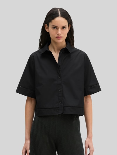 Marc O'Polo Regular Fit Kurzarmbluse aus reiner Baumwolle mit Lochstickerei Black 4
