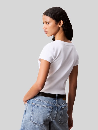 Calvin Klein Jeans slim fit T-shirt van katoenmix Wit - 5