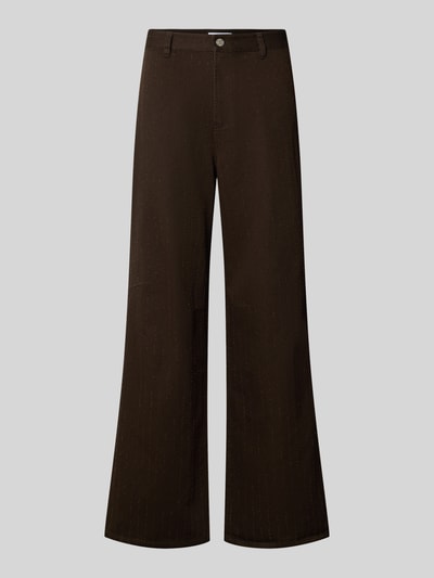 Produktfoto, Wide Fit Jeans aus reiner Baumwolle von Samsøe Samsøe, donkerbruin met structuurpatroon, achterzakken, knoop- en ritssluiting, heren, Bandwijdte maat 50: 45 cm, Binnenbeenlengte maat 50: 80 cm