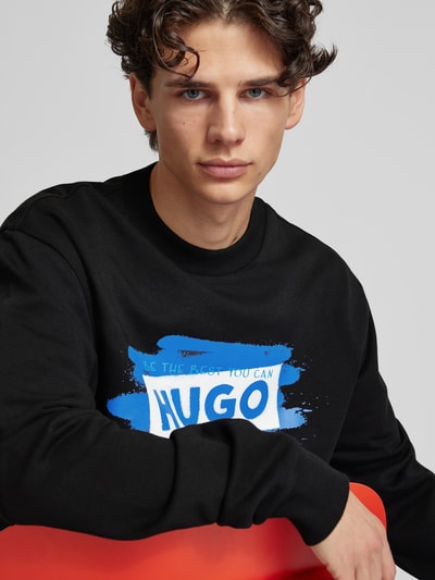 Hugo Blue Sweatshirt mit Label-Print Modell 'Nabluey' Black 3