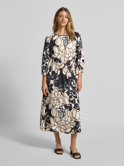 Betty Barclay midi-jurk van zuivere viscose met florale all-over print Zwart - 4