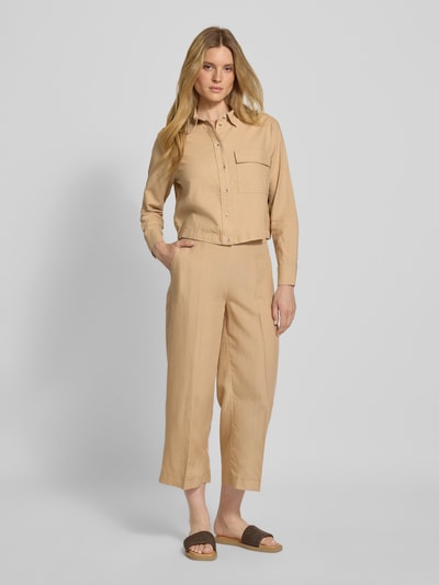 Zero Linnen jack met platte kraag Zand - 1