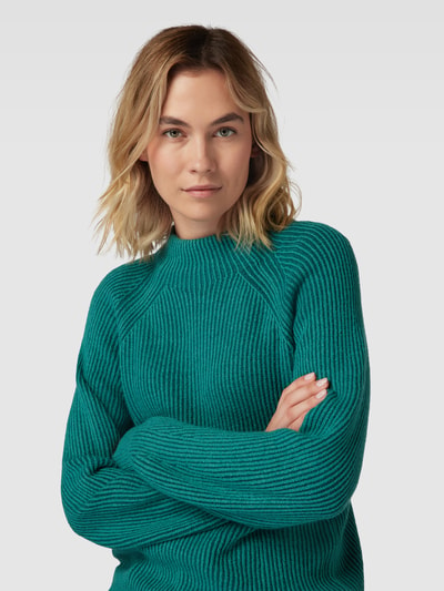 Tom Tailor Strickpullover mit Lanawoll-Anteil und Rippenstruktur Petrol 3