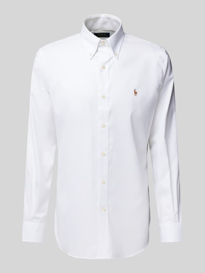 Polo Ralph Lauren Custom Fit Business-Hemd mit Logo-Stitching Weiss 2