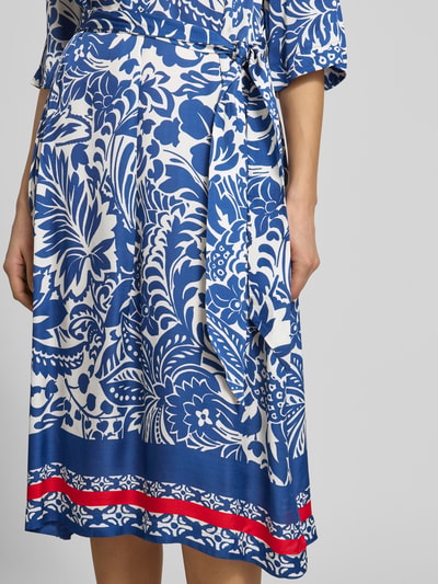 White Label Tunikakleid aus Viskose mit Bindegürtel Blau 3