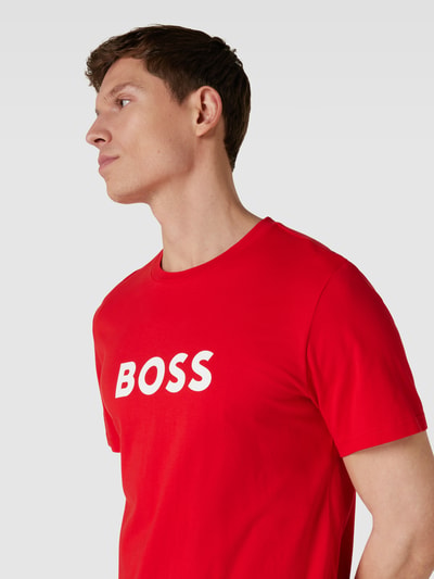 BOSS T-Shirt mit Label-Print Modell 'Basic Logo' Rot 3
