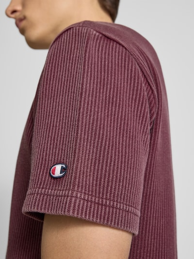 CHAMPION T-Shirt mit Strukturmuster und Rundhalsausschnitt Bordeaux 3
