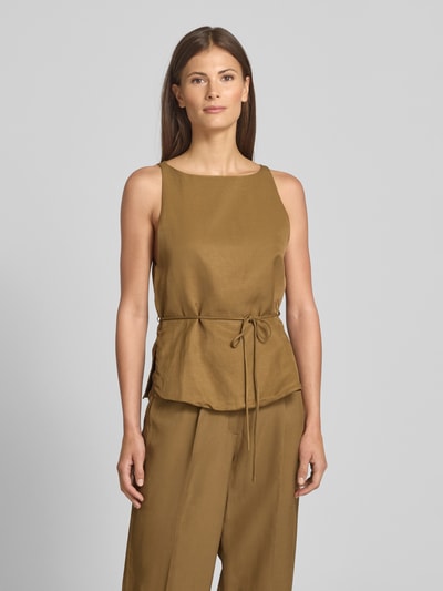 Mango Slim Fit Blusentop mit Bindegürtel Modell 'MOSKITO' Oliv 4
