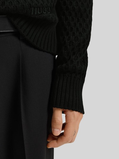 HUGO Regular Fit Strickpullover mit 3D-Strukturmuster Modell 'SYER' Black 3