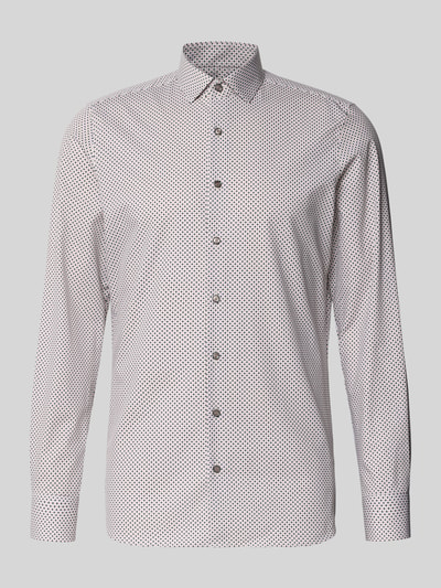 Produktfoto, Slim Fit Freizeithemd mit Kentkragen von OLYMP Level Five, mieszanka bawełny, długie rękawy, sportowe mankiety, biała tkanina w drobny wzór