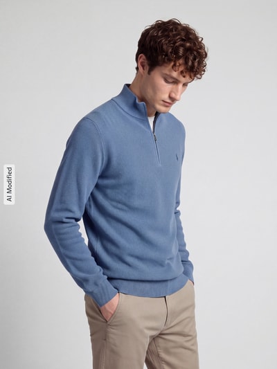 Polo Ralph Lauren Pullover mit Half Zip Troyerkragen Jeansblau 4