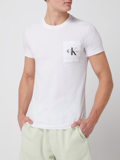 Calvin Klein Jeans T-shirt z kieszenią na piersi  Biały 4