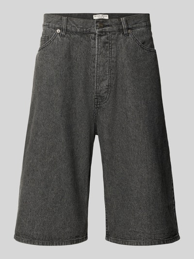 Produktfoto, Shorts mit Eingrifftaschen Modell 'Type 16' von Wood Wood, dunkler Baumwoll-Mix, Regular Fit, dezente Streifenstruktur