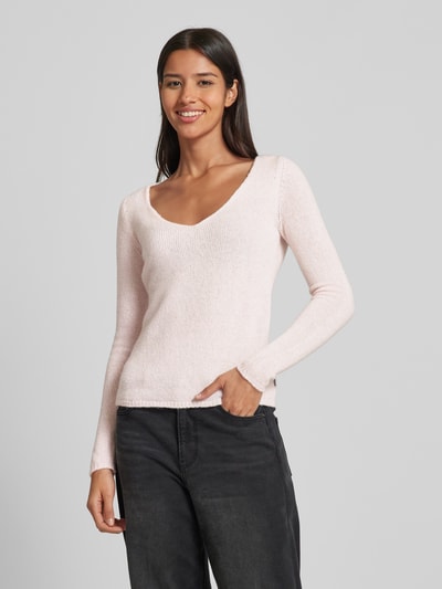 HUGO Wollen pullover met afgeronde V-hals, model 'Shakylina' Oudroze - 4