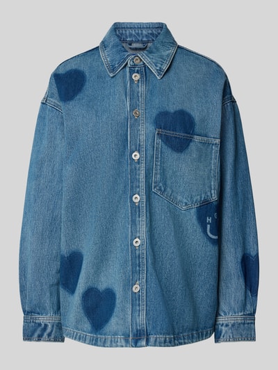 Hugo Blue Relaxed Fit Hemdbluse aus reiner Baumwolle Modell 'GARESA' Jeansblau 2