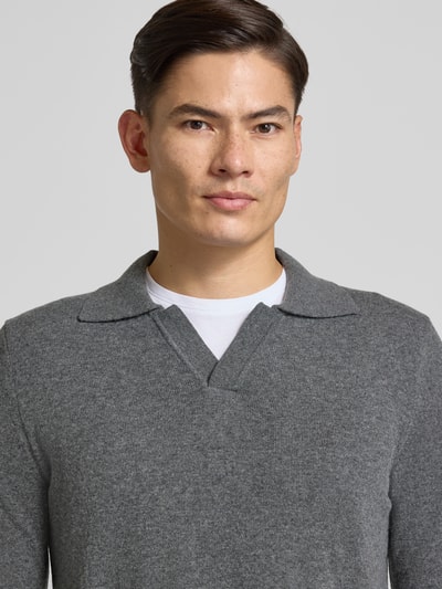 Marc O'Polo Sweter z dzianiny o kroju regular fit z mieszanki bawełny i żywej wełny Antracytowy 3