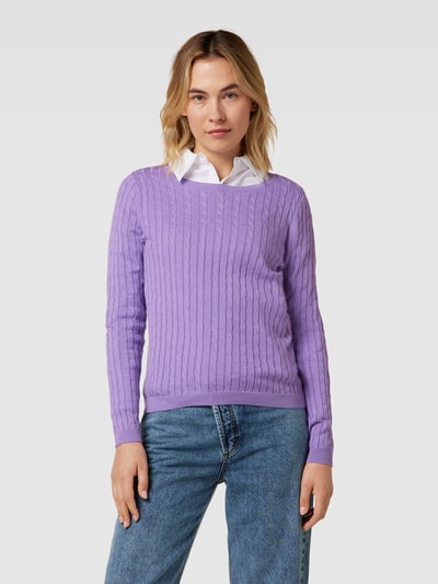 Montego Gebreide pullover met kabelpatroon Violet - 4