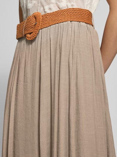 Apricot Midirock mit Stoffgürtel Taupe 3