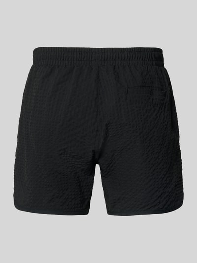HUGO Badeshorts mit Label Patch Modell 'CHAFFLE SWIMTRUNK' Black 3