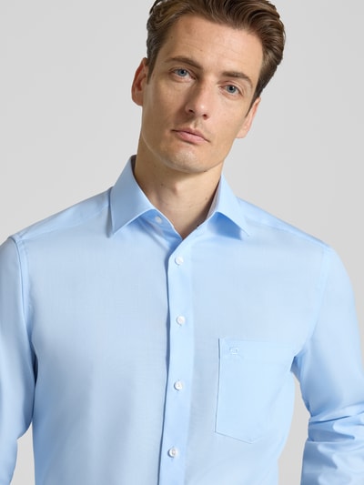 OLYMP Regular fit vrijetijdsoverhemd met logostitching, model 'New' Bleu - 3