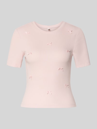 ONLY t-shirt o kroju slim fit z mieszanki bawełny model 'FEMKE' Różowy 2