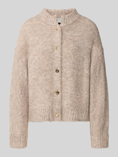 Produktfoto, Cardigan mit Stehkragen Modell 'Taura' von Neo Noir aus Material-Mix mit Woll-Anteil in Beige, Knopfleiste, Regular Fit