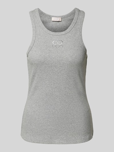 Liu Jo White Tanktop mit Label-Stitching Hellgrau 2